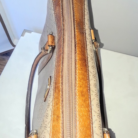 Monogrammed Beige Coated Canvas and Leather Satche - Picture 6 of 6